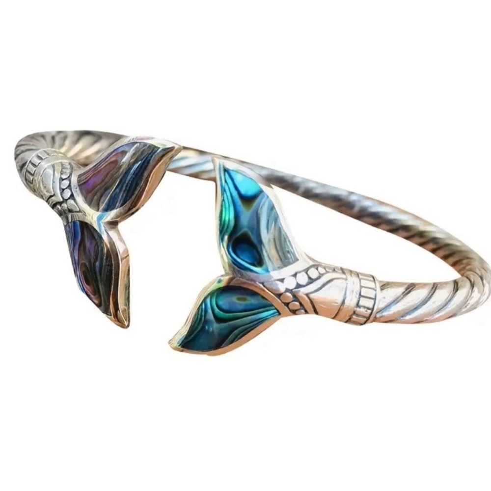 Fishtail 🐟 Mermaid 🧜‍♀️ Whale 🐳 Tail Adjustable Cuff Bracelet L👀K New